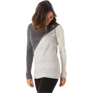 Smartwool Merino 250 Asym Top Women's Sz L in grey & white